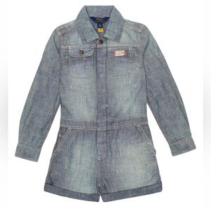 *NWT* $98 Polo Ralph Lauren Cotton Chambray Playsuit Romper Girls Size 10